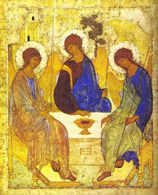 Icon of the Hospitality of Abraham, an Old Testament type of the Holy Trinity